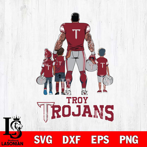 Troy Trojans 4 Father and son Rugby SVG DXF EPS PNG FILE,NCAA SVG, Father day Digital Download,Instant Download, Silhouette