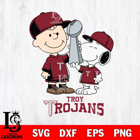 Troy Trojans Charlie Brown and Snoopy Champions Svg Eps Dxf Png File, NCAA svg , Digital Download , Instant Download, Cricut File