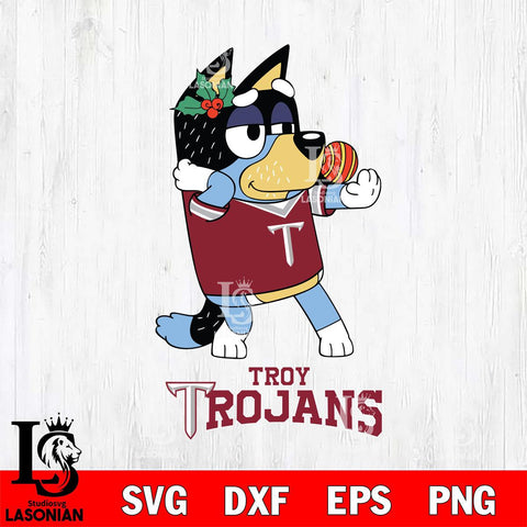 Troy Trojans Christmas Bluey Bandit Heeler Cut Files,Bluey Cricut,Christmas Svg , Bluey svg , Digital Download, dxf eps png pdf file