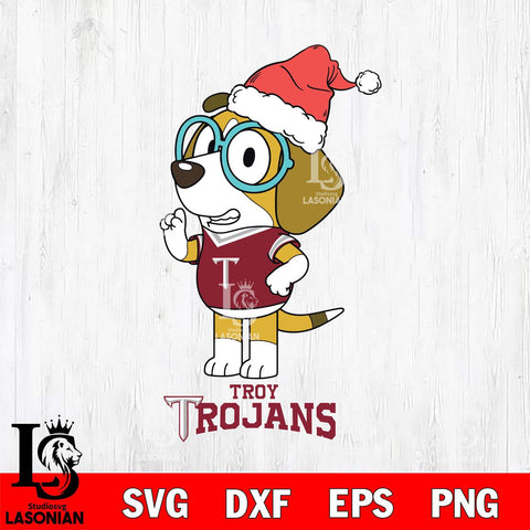 Troy Trojans Christmas Bluey Honey Sport Cut Files,Bluey Cricut,Christmas Svg , Bluey svg , Digital Download, dxf eps png pdf file