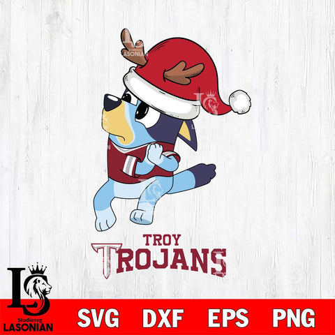 Troy Trojans Christmas Bluey Santa Claus Cut Files,Bluey Cricut,Christmas Svg , Bluey svg , Digital Download, dxf eps png pdf file