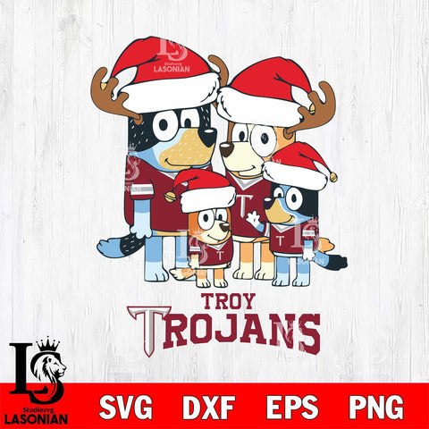 Troy Trojans Christmas Bluey Santa Family Cut Files,Bluey Cricut,Christmas Svg , Bluey svg , Digital Download, dxf eps png pdf file