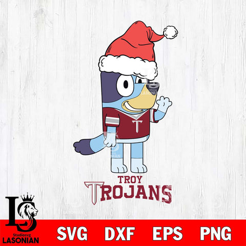 Troy Trojans Christmas Bluey Say Hi Cut Files,Bluey Cricut,Christmas Svg , Bluey svg , Digital Download, dxf eps png pdf file