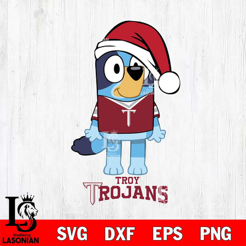 Troy Trojans Christmas Bluey Sport Cut Files,Bluey Cricut,Christmas Svg , Bluey svg , Digital Download, dxf eps png pdf file
