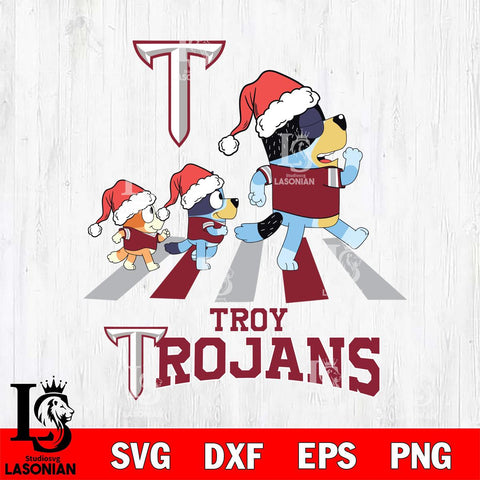 Troy Trojans Christmas Family Bluey Walking Cut Files,Bluey Cricut,Christmas Svg , Bluey svg , Digital Download, dxf eps png pdf file