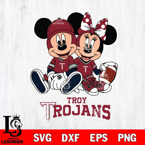 Troy Trojans Disney Mickey And Minnie Football Svg Eps Dxf Png File, NCAA svg , Digital Download , Instant Download, Cricut File