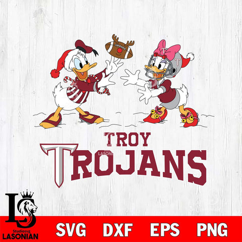 Troy Trojans Donald Duck & Daisy Duck Football Cricut,Christmas SVG DXF EPS PNG FILE, NCAA Digital Download,Instant Download, Silhouette