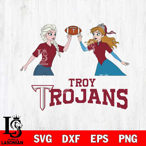 Troy Trojans Elsa & Anna Football Cricut,Christmas SVG DXF EPS PNG FILE, NCAA Digital Download,Instant Download, Silhouette