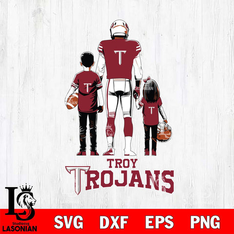 Troy Trojans Father And Child Football SVG DXF EPS PNG FILE,NCAA SVG, Father day Digital Download,Instant Download, Silhouette