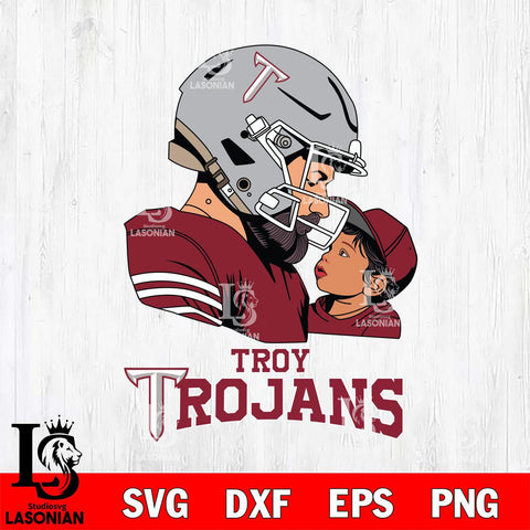 Troy Trojans Father And Child Rugby SVG DXF EPS PNG FILE,NCAA SVG, Father day Digital Download,Instant Download, Silhouette