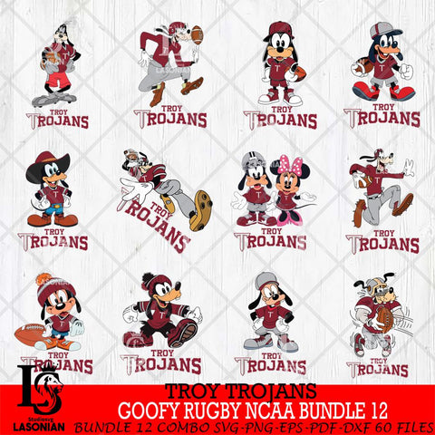 Troy Trojans Goofy Rugby Disney NCAA Bundle 12 SVG DXF EPS PNG FILE,NCAA bundle svg ,Football Digital Download,Instant Download, Silhouette