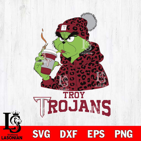 Troy Trojans Grinch Leopard Christmas Cut Files Cricut, Svg Dxf Eps Png file, Digital download , Silhouette