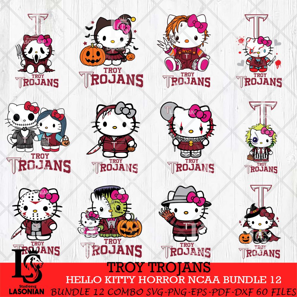 Troy Trojans Hello Kitty Horror NCAA Bundle 12 SVG – lasoniansvg