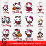 Troy Trojans Hello Kitty Horror NCAA Bundle 12 SVG Svg Eps Dxf Png File, Digital Download