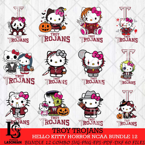 Troy Trojans Hello Kitty Horror NCAA Bundle 12 SVG Svg Eps Dxf Png File, Digital Download