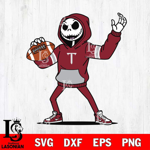 Troy Trojans Jack Skellington Football Christmas File Cut, NCAA SVG DXF EPS PNG FILE, Digital Download , Criucut , Silhouette