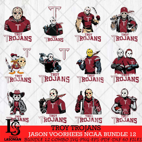 Troy Trojans Jason Voorhees NCAA Bundle 12 SVG Svg Eps Dxf Png File, Digital Download