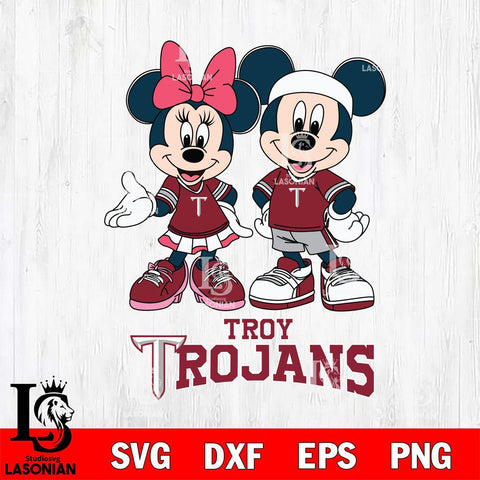 Troy Trojans Mickey And Minnie Football Svg Eps Dxf Png File, NCAA svg , Digital Download , Instant Download, Cricut File