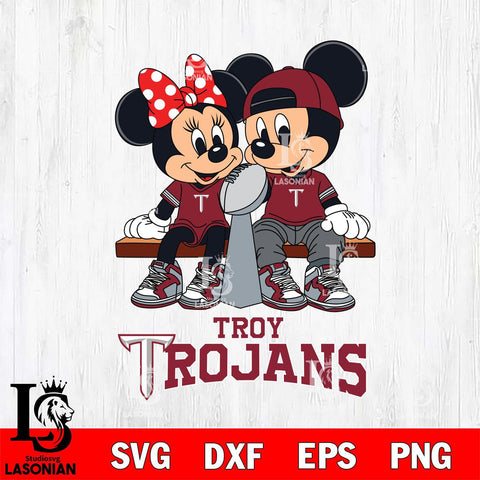 Troy Trojans Mickey And Minnie Football Champions Svg Eps Dxf Png File, NCAA svg , Digital Download , Instant Download, Cricut File