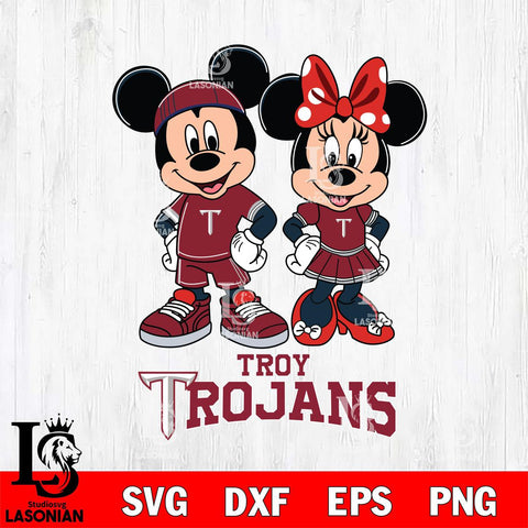 Troy Trojans Mickey And Minnie Rugby Svg Eps Dxf Png File, NCAA svg , Digital Download , Instant Download, Cricut File