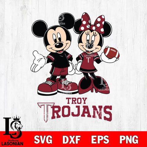 Troy Trojans Mickey Minnie Football Svg Eps Dxf Png File, NCAA svg , Digital Download , Instant Download, Cricut File