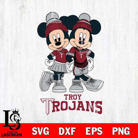 Troy Trojans Mickey Minnie Valentine Football Svg Eps Dxf Png File, NCAA svg , Digital Download , Instant Download, Cricut File