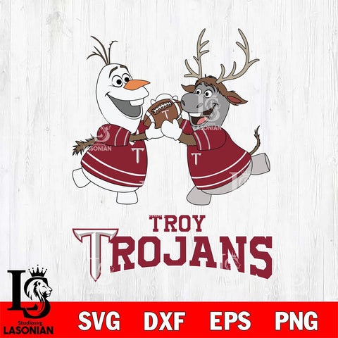 Troy Trojans Olaf & Sven Football Cricut,Christmas SVG DXF EPS PNG FILE, NCAA Digital Download,Instant Download, Silhouette
