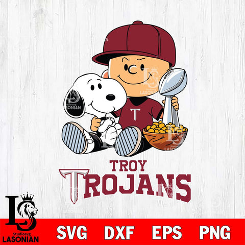 Troy Trojans Peanuts Snoopy Champion football SVG DXF EPS PNG FILE,Snoopy File Cut, NCAA Digital Download,Instant Download,Christmas Silhouette