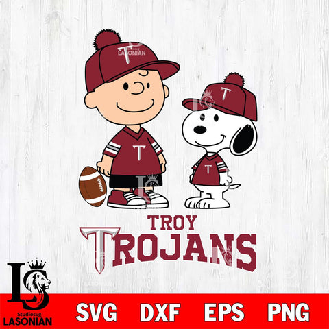 Troy Trojans Peanuts Snoopy Friends Football SVG DXF EPS PNG FILE,Snoopy File Cut, NCAA Digital Download,Instant Download,Christmas Silhouette