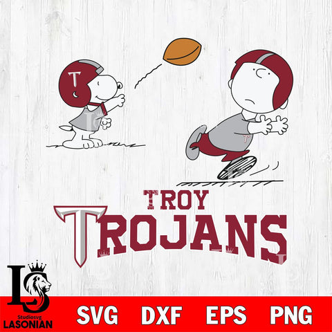 Troy Trojans Peanuts play football SVG DXF EPS PNG FILE,Snoopy File Cut, NCAA Digital Download,Instant Download,Christmas Silhouette