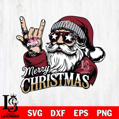 Troy Trojans Rock Santa Claus Football Svg dxf eps png pdf file,NCAA svg,Digital Download,Cricut file