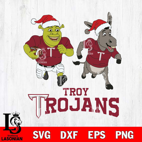 Troy Trojans Shrek and Donkey Football Cricut,Christmas SVG DXF EPS PNG FILE, NCAA Digital Download,Instant Download, Silhouette