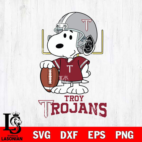 Troy Trojans Snoopy Player Football SVG DXF EPS PNG FILE,Snoopy File Cut, NCAA Digital Download,Instant Download,Christmas Silhouette