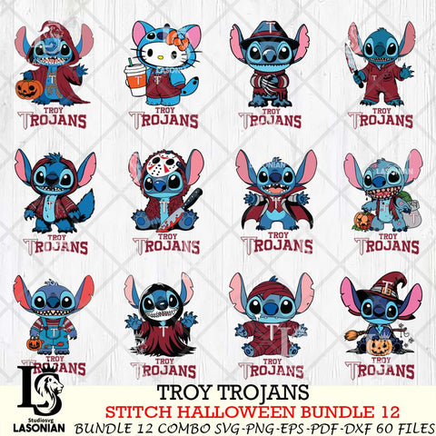 Troy Trojans Stitch Horror Bundle 12 SVG Svg Eps Dxf Png File, NCAA svg, Digital Download, Instant Download