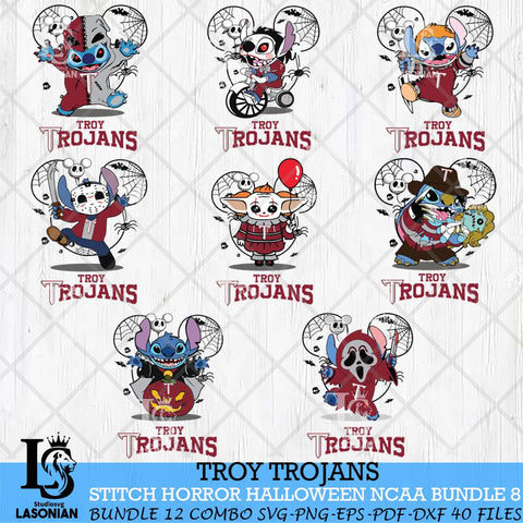Troy Trojans Stitch Horror Halloween Bundle NCAA Svg Eps Dxf Png File, Digital Download, Instant Download