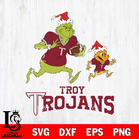 Troy Trojans The Grinch & Max Football Cricut,Christmas SVG DXF EPS PNG FILE, NCAA Digital Download,Instant Download, Silhouette