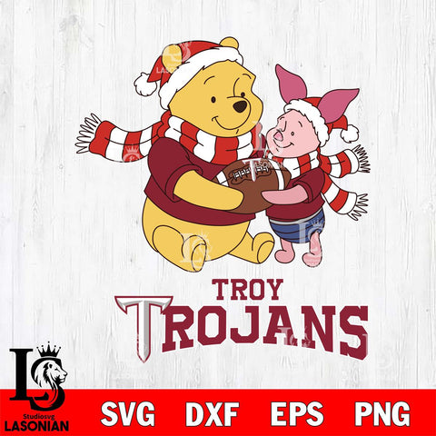 Troy Trojans Winnie the Pooh & Piglet Football Cricut,Christmas SVG DXF EPS PNG FILE, NCAA Digital Download,Instant Download, Silhouette