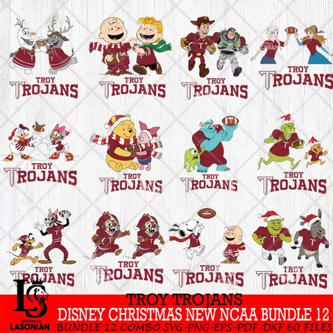 Troy Trojans  Disney Christmas New NCAA Bundle 12 Cricut,Christmas SVG DXF EPS PNG FILE, BUNDLE NCAA Digital Download,Instant Download, Silhouette