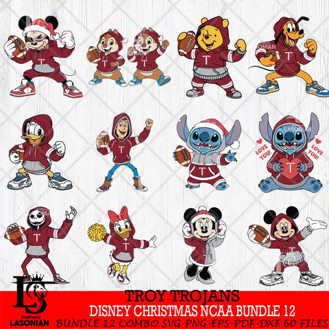 Troy Trojans  Disney christmas NCAA Bundle File Cut, Bundle NCAA SVG DXF EPS PNG FILE, Digital Download , Criucut , Silhouette