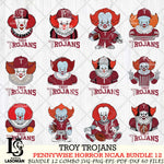 Troy Trojans  Pennywise Horror NCAA Bundle 12 SVG Svg Eps Dxf Png File, Digital Download