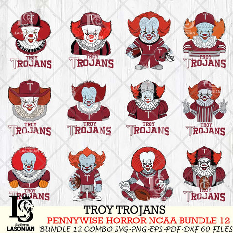 Troy Trojans  Pennywise Horror NCAA Bundle 12 SVG Svg Eps Dxf Png File, Digital Download