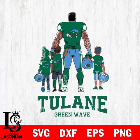 Tulane Green Wave 4 Father and son Rugby SVG DXF EPS PNG FILE,NCAA SVG, Father day Digital Download,Instant Download, Silhouette