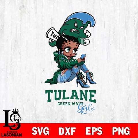 Tulane Green Wave Beauty Black Fan Girl Football, Svg Eps Dxf Png File, Digital Download