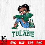 Tulane Green Wave Betty Boop Black Fan Girl Svg Eps Dxf Png File, Digital Download, Instant Download