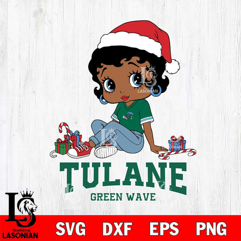 Tulane Green Wave Betty Boop Christmas File Cut, NCAA SVG DXF EPS PNG PDF File, Digital Download , Criucut , Silhouette