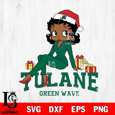 Tulane Green Wave Betty Boop Christmas fan File Cut, NCAA SVG DXF EPS PNG PDF File, Digital Download , Criucut , Silhouette