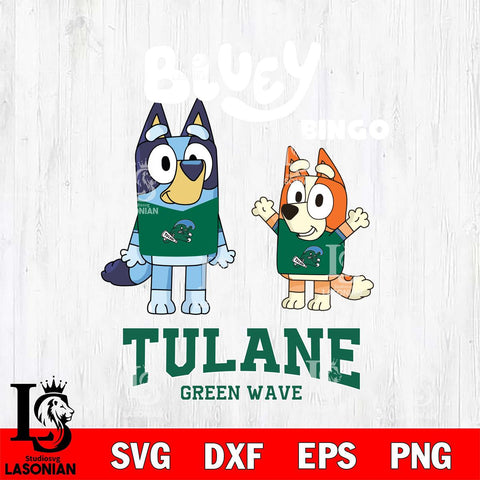 Tulane Green Wave Bluey & Bingo 4 Svg Eps Dxf Png File, NCAA svg, Digital Download, Instant Download