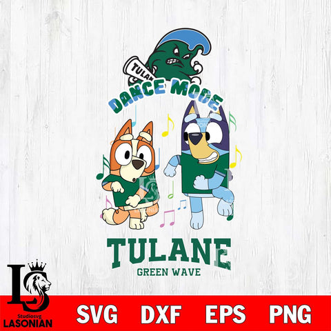 Tulane Green Wave Bluey Bingo Dance Mode Svg Eps Dxf Png File, NCAA svg, Digital Download, Instant Download