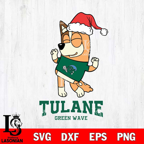 Tulane Green Wave Bluey Chilli Happy Christmas Svg Eps Dxf Png File, Digital Download
