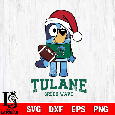 Tulane Green Wave Bluey Christmas Svg Eps Dxf Png File, Digital Download